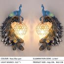 Golden Peacock Wall Lamp for Living Room by Ljojo - Retro Headboard Restaurant Bar Decor