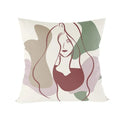 Abstract Line Drawing Girls Print Cushion Cover 45x45cm by Ljojo