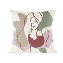 Abstract Line Drawing Girls Print Cushion Cover 45x45cm by Ljojo