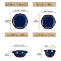 Ljojo 16-Piece Blue Relief Reactive Glaze Ceramic Dinnerware Set