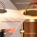Ljojo Luxury Wood Glass Bedside Lamp with Dimmable Reading Light