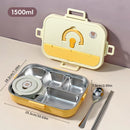 Ljojo 4/5 Grids Stainless Steel Divided Lunch Box Set with Cutlery