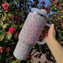 Ljojo 40oz Diamond Thermos Cup Stainless Steel Vacuum Flask Insulated Thermal Water Bottle