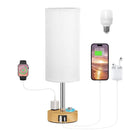 Ljojo LED Fabric Desk Lamp: USB C+A Ports, Rechargeable, Stepless Dimmable