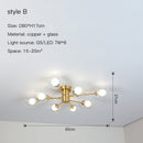 Nordic Gold Chandelier Modern Glass Ceiling Light Fixture for Living Room Bedroom - Ljojo
