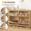 Ljojo™ 4-Drawer Wooden Shoe Organizer for Entryway Storage