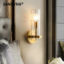 Copper Glass Wall Lamps Modern Nordic Style Living Room Bedroom Hotel Lighting - Ljojo