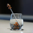 Ljojo 3D Gingerbread Man Glass Cup with Stirring Stick - Christmas Decor Home Tumbler