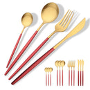 Ljojo 16-Piece Red Gold Matte Stainless Steel Cutlery Set