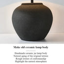 Ljojo Ceramic Table Lamp LED Night Light Fabric Lampshade Bedroom Decor Pottery Jar Style