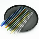 Ljojo 12Pcs Glass Straw Set: Reusable Straws 8'' Long with Cleaning Brush