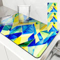 Geometric Color Blocks Kitchen Drying Mat by Ljojo