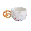 Ljojo 350ML Ceramic Coffee Cup with Bread Knot Handle - White