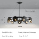 Ljojo Black Glass Led Chandelier Modern Luxury Nordic Style Pendant Light