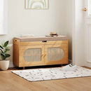Ljojo™ Bamboo Shoe Storage Bench with Padded Seat and Doored Cabinet