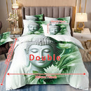 Ljojo Meditation Buddha Statues Pattern Duvet Cover Set