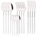 Ljojo 16Pcs Western Black Gold Dinnerware Set Stainless Steel Tableware Flatware