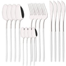 Ljojo 16Pcs Western Black Gold Dinnerware Set Stainless Steel Tableware Flatware