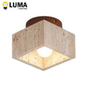 Ljojo Yellow Travertine Ceiling Light | Wabi-sabi Style Fixture for Bedroom and Living Room