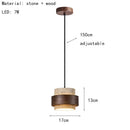 Modern Wood LED Pendant Lamp | Minimalist Chandelier Natural Stone | Ljojo Indoor Hanging Lighting