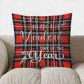 Ljojo Merry Christmas Red Plaid Holiday Pillow Cover - for Sofa, Bedroom, Car