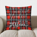 Ljojo Merry Christmas Red Plaid Holiday Pillow Cover - for Sofa, Bedroom, Car