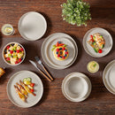 Ljojo Light-Grey Stoneware Plates Set - Dinnerware Set with Plates, Dessert, Bowls