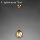 Ljojo Amber Smoke Gray Glass Pendant Lamp LED E27 Hanging Light Dining Room Kitchen Island