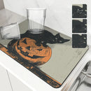 Halloween Cat Pumpkin Head Absorbent Drying Mat for Kitchen Table by Ljojo