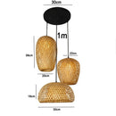 GEW Classic HandWoven Bamboo Lantern Pendant Lamp by Ljojo - Natural Rattan Wicker Chandelier Lighting.