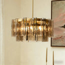 Italian Vintage Amber Glass Chandelier for Dining and Living Room by Ljojo - Handmade Lustre Suspension Lighting