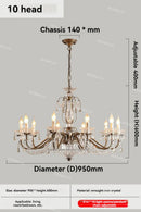 French Crystal Chandelier Retro Light Luxury Living Room Main Light by Ljojo - High-End Dining Room Bedroom Light