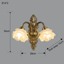 Copper Wall Lamp Medieval Style Bedroom Living Room Bedside LED Lighting Retro Flower Ljojo