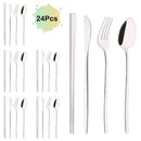 Ljojo 24Pcs Black Gold Cutlery Set Stainless Steel Tableware Luxury Dinnerware