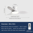 Ljojo 36 42 Inch Ceiling Fan Remote Control Dimming 6 Blade Light Ventilator
