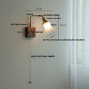 Ljojo LED Walnut Wood Wall Light Amber Glass Stair Sconce with Pull Chain Switch