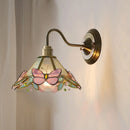 Antique Brass Stained Glass Chandelier Japanese Style Butterfly Lamp by Ljojo