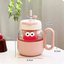 Kawaii Glass Cup with Lid and Straw by Ljojo: Large Aesthetic Drink Bottle