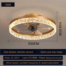 Crystal Led Ceiling Fan Modern Low Noise Remote Control Light Fixture for Home Decoration by Ljojo