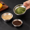 Ljojo 304 Stainless Steel Seasoning Dish Set - Round Golden Barbecue Saucer Plates