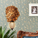 American Retro Lion Head Wall Lamp Resin led Wall Light for Living Room Hallway by Ljojo