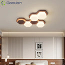Industrial Bauhaus Wooden Honeycomb Waffle LED Ceiling Light Chandelier for Living Room by Ljojo