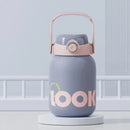 Ljojo 1100ML Kids Straw Thermos Bottle Stainless Steel Travel Insulation Cup