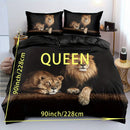Ljojo Lions Print Duvet Set, Soft Bedding Set for Bedroom, 1 Duvet Cover + 1/2 Pillowcase