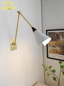 American Retro Medieval Black/Gold Brass Wall Lamp LED E14 Adjustable Swing Arm Sconces Bedside by Ljojo