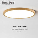 Circular Wood Grain LED Ceiling Light 3-color Kitchen Bathroom Bedroom Ultra-thin Ceiling Lamp by Ljojo