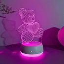 3D Illusion Teddy Bear Night Light Bedlight for Children Bedroom Decoration Gift Ljojo