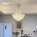 Ljojo Glass Petal Designer Pendant Light | Elegant French Style Bedroom Ceiling Fixture