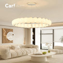 French Cream Style Feather Pendant Light | Designer Circular Shell Glass Dining Room Decor | Ljojo
