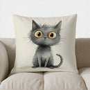 Cute Blue Cat Reading Book Pillow Cover for Sofa, Bedroom, Car - Ljojo